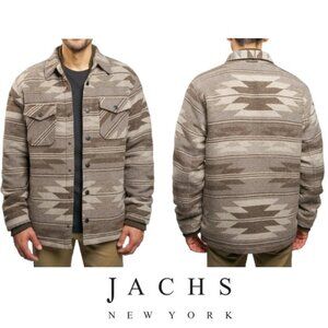 NWT Jachs Men's Full Button Plush Shirt Jacket, Brown